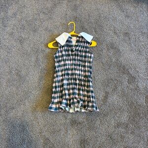 Plaid Kids Casual Dress with White Collar